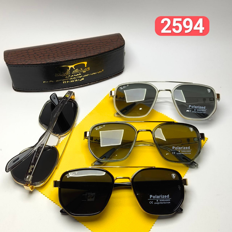 عینک آفتابی مردانه فراری Ferrari مدل 2594 پلاریزه فلزی + پک هدیه لوازم جانبی
