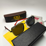 عینک آفتابی ریبن فراری Ray ban Ferrari مدل 805901 پلاریزه فلزی مردانه + پک هدیه لوازم جانبی کیسه و دستمال