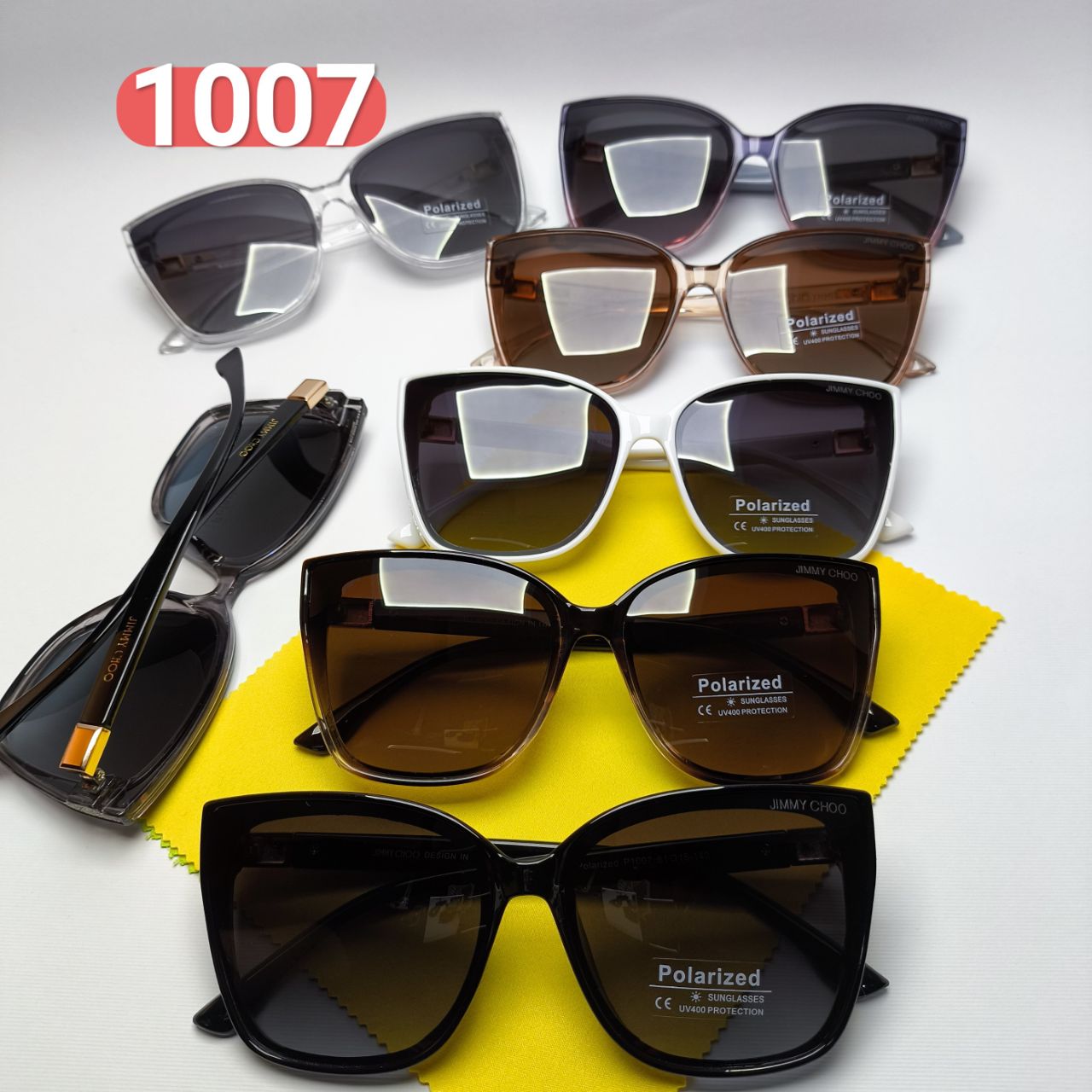 عینک آفتابی زنانه جیمی چو jimmy choo مدل 100703 کائوچو پلاریزه + هدیه لوازم جانبی