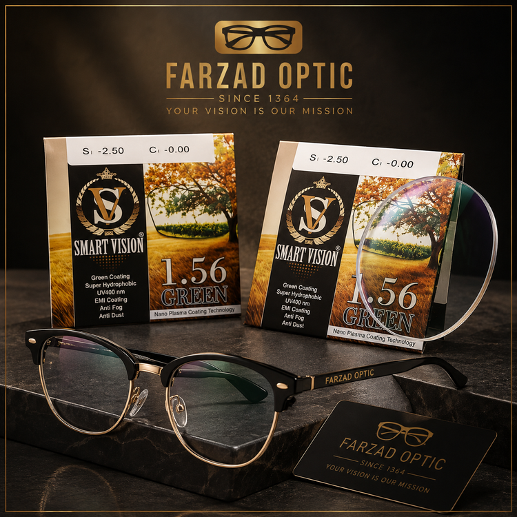 عدسی عینک هایدروفوبیک آنتی رفلکس 1.56 اسمارت ویژن Smart vision به همراه پک اورجینال