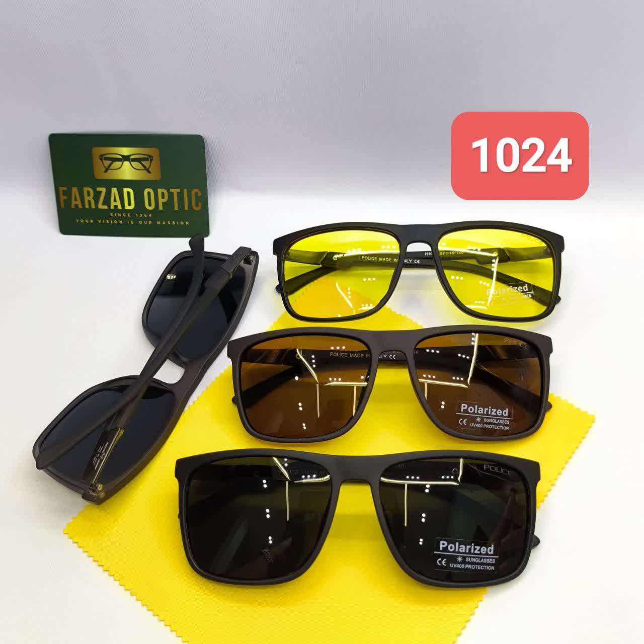 عینک آفتابی پلیس Police مدل 1024کائوچو TR90 پلاریزه uv400 پایه فلز
