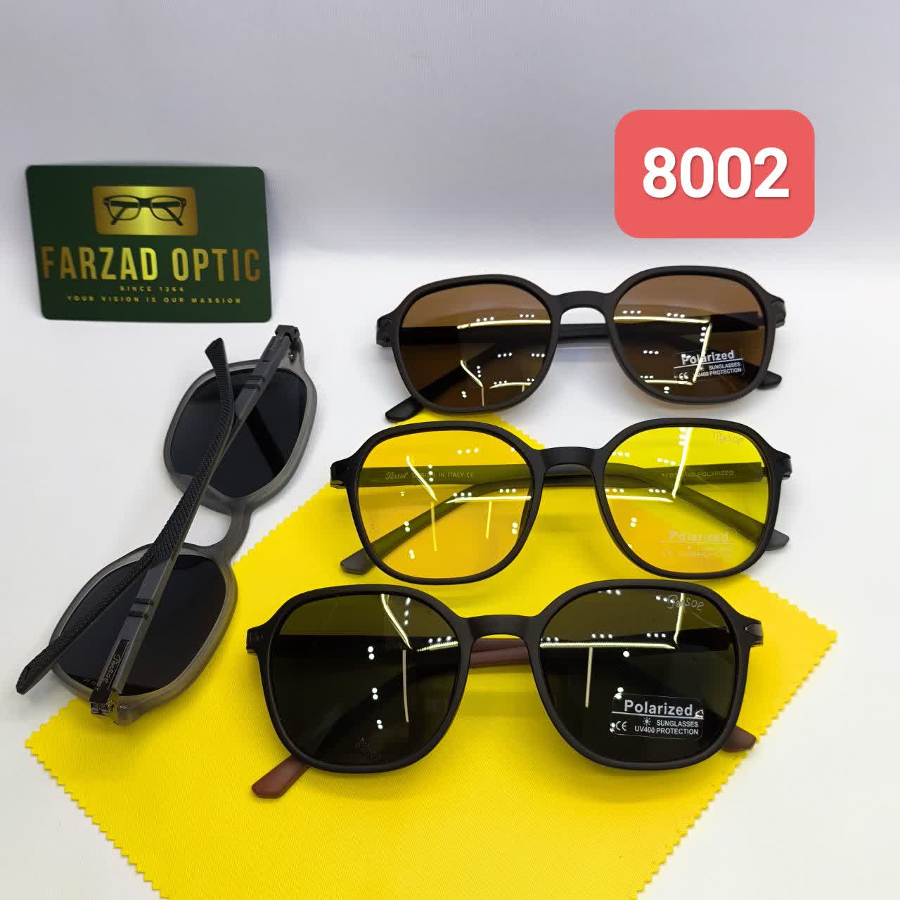 عینک آفتابی پرسل Persol  مدل 8002 کائوچو TR90 پلاریزه uv400 پایه فلزی فنر