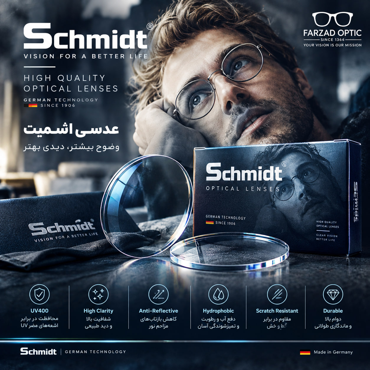عدسی عینک اشمیت Schmidt | بلوکنترل | 1.56