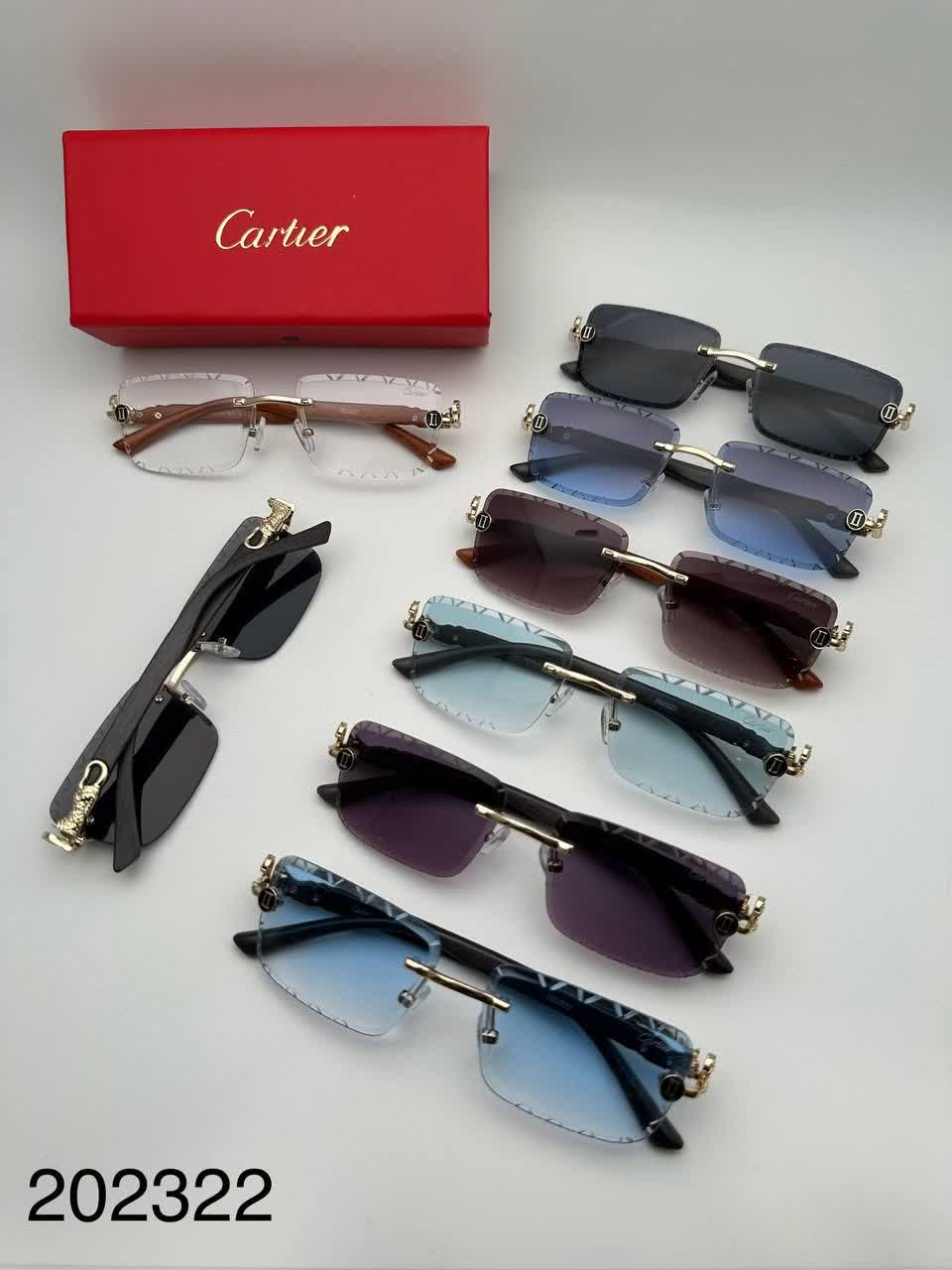 عینک آفتابی کارتیر Cartier مدل 22322 فلزی uv400 بدونه فریم فانتزی فشن