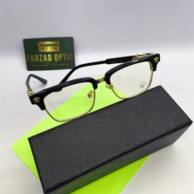 عینک کروم هارتز Chrome hearts طبی بلوکات مدل 8010 کلاب مستر فلز و کائوچو