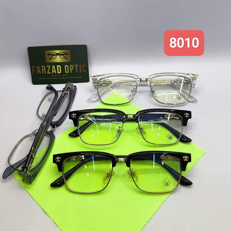 عینک کروم هارتز Chrome hearts طبی بلوکات مدل 8010 کلاب مستر فلز و کائوچو
