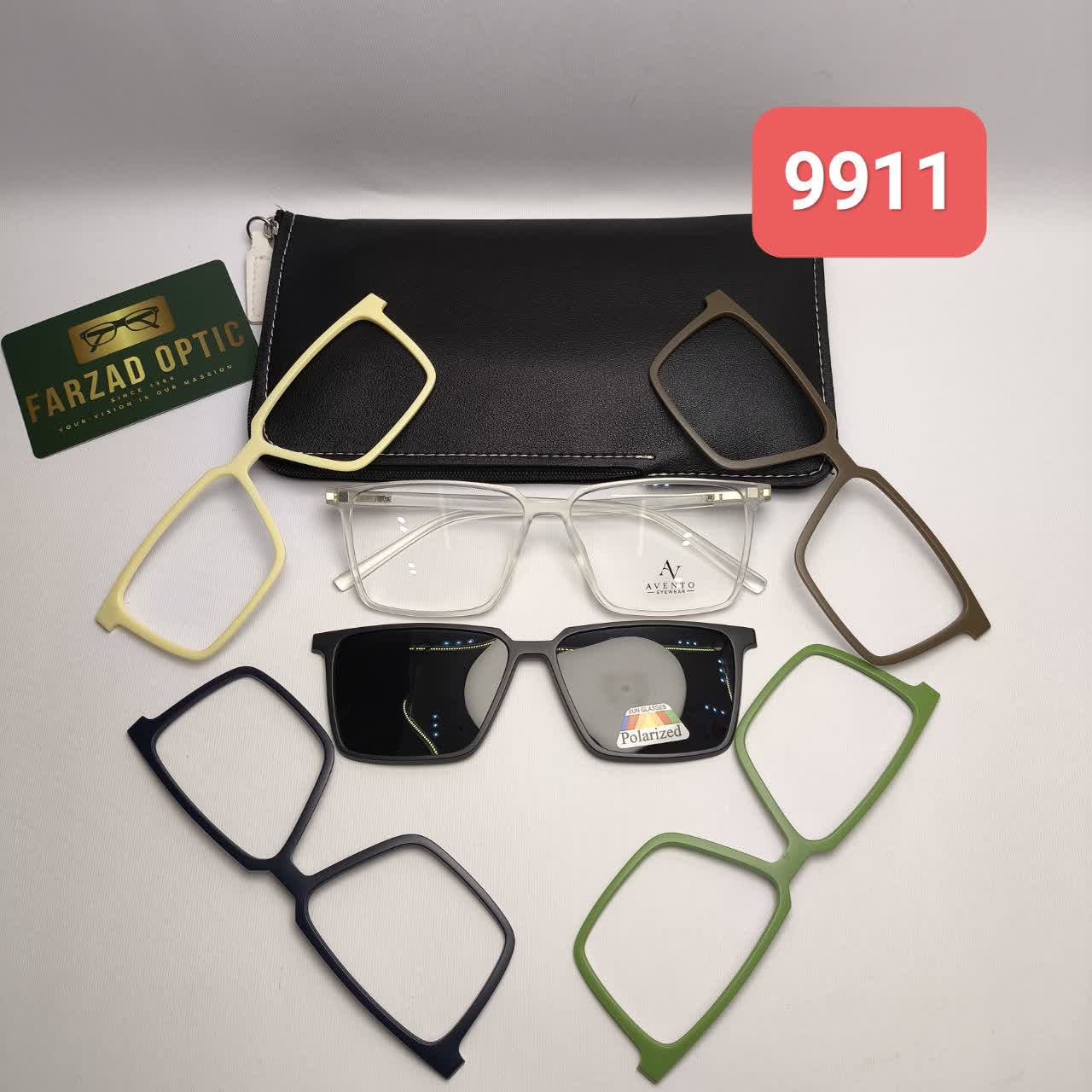 عینک پنج کاوره اونتو Avento مدل 9911 عینک طبی کاوردار کائوچو TR90 سبک پلاریزه به همراه کیس